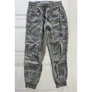 Splendid Green Camo Jogger Pants Womens Sz M Rayon Pull On Stretch Drawstring